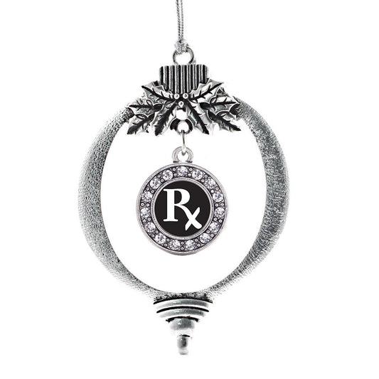 Silver Pharmacy Tech Circle Charm Holiday Ornament