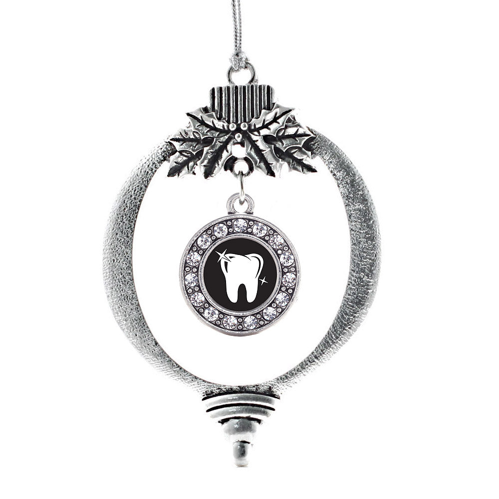 Silver Shiny Tooth Circle Charm Holiday Ornament