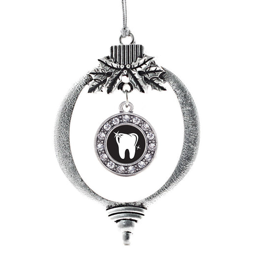Silver Shiny Tooth Circle Charm Holiday Ornament