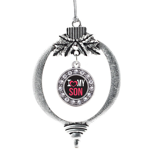 Silver I Love My Son Circle Charm Holiday Ornament