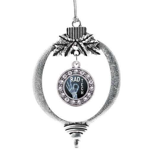 Silver Rad Tech Circle Charm Holiday Ornament