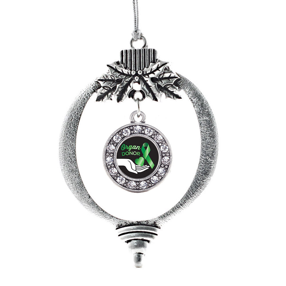 Silver Organ Donor Circle Charm Holiday Ornament