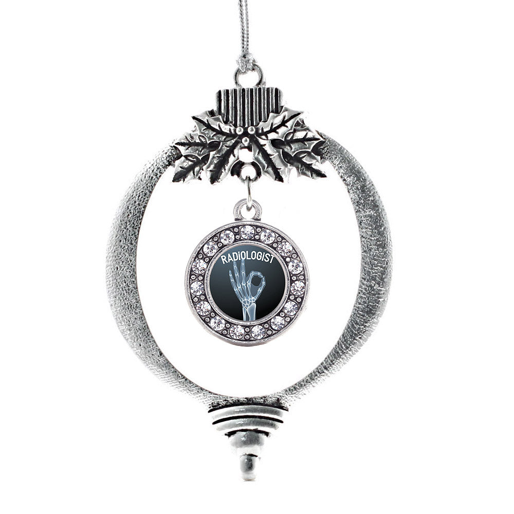 Silver Radiologist Circle Charm Holiday Ornament