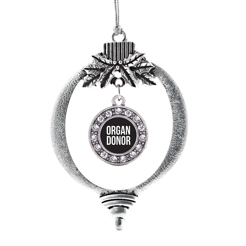Silver Organ Donor Black Circle Charm Holiday Ornament