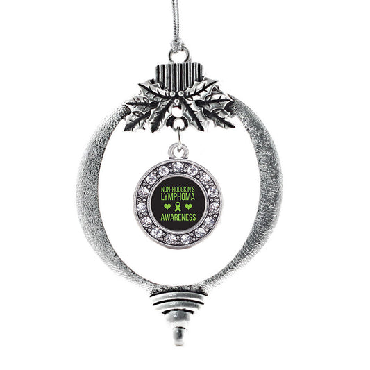 Silver Non Hodgkins Lymphoma Support Circle Charm Holiday Ornament