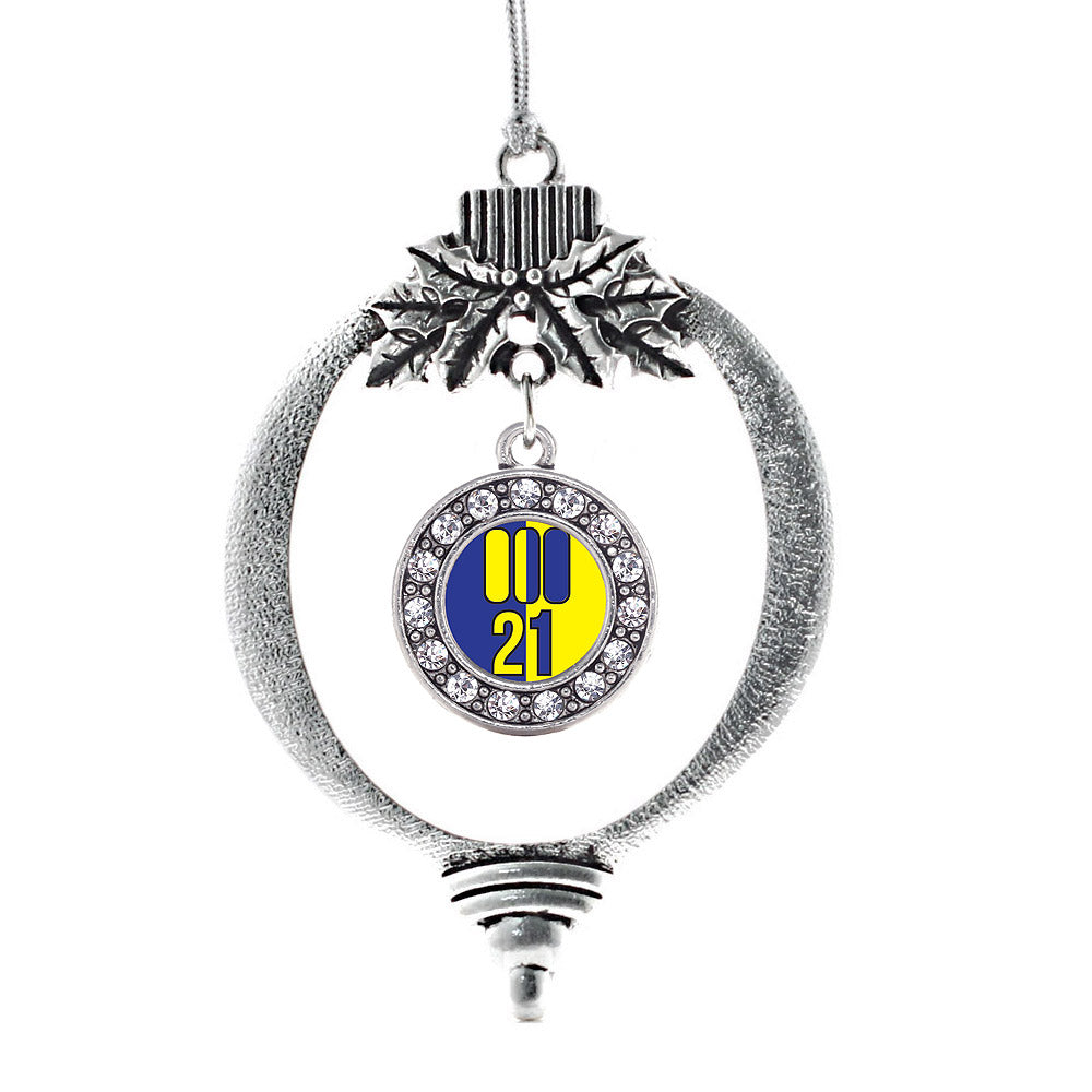 Silver Chromosome 21 Circle Charm Holiday Ornament