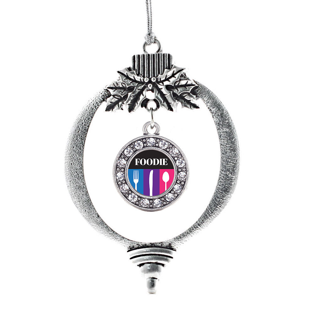 Silver Foodie Circle Charm Holiday Ornament