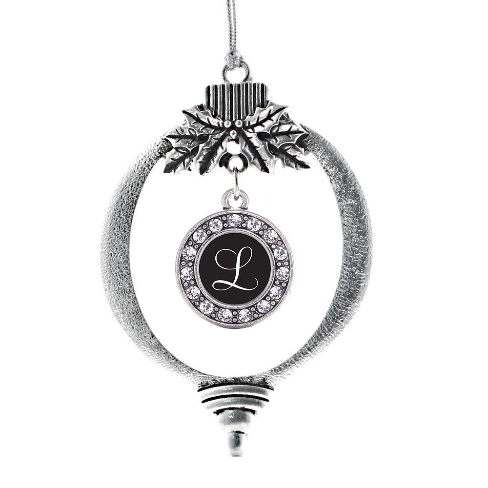 Silver My Script Initials - Letter L Circle Charm Holiday Ornament