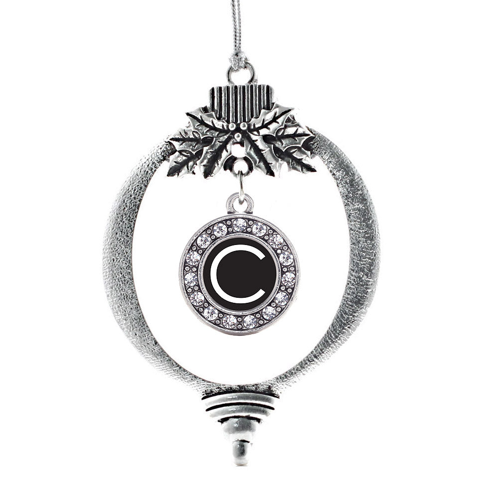 Silver My Initials - Letter C Circle Charm Holiday Ornament