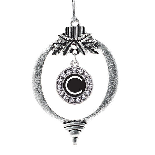 Silver My Initials - Letter C Circle Charm Holiday Ornament