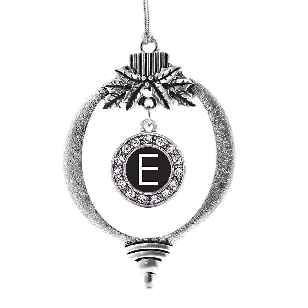 Silver My Initials - Letter E Circle Charm Holiday Ornament
