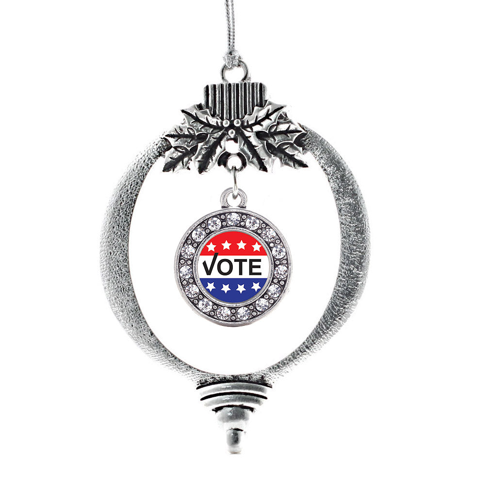 Silver Vote Today Circle Charm Holiday Ornament