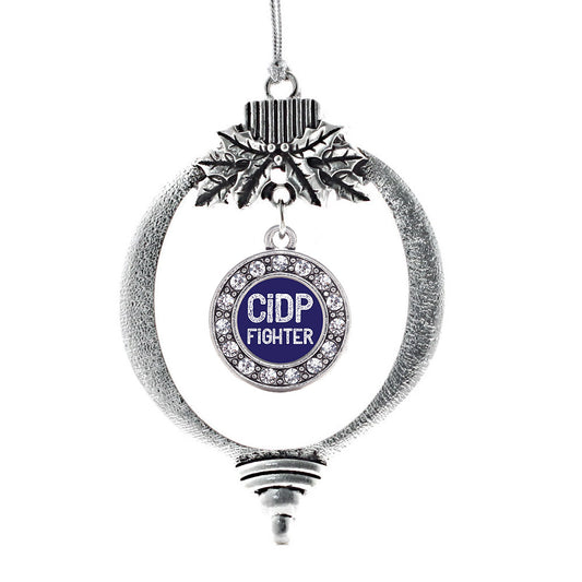 Silver CIDP Fighter Circle Charm Holiday Ornament