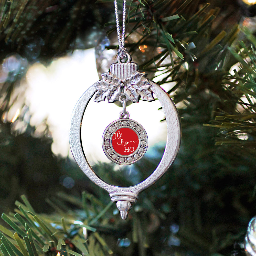 Silver Ho Ho Ho Circle Charm Holiday Ornament