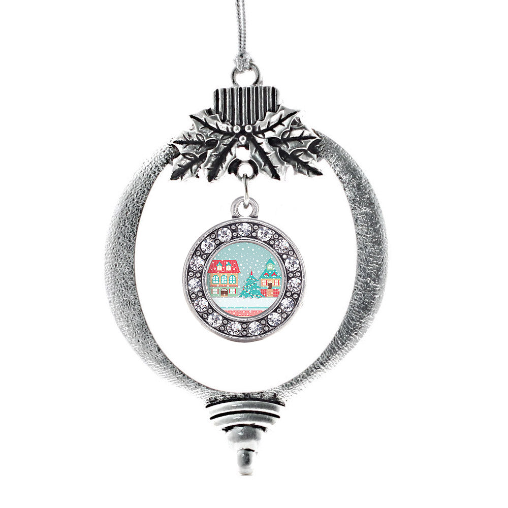 Silver Winter Wonderland Circle Charm Holiday Ornament