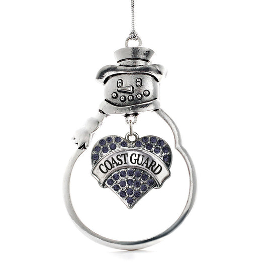 Silver Coast Guard Blue Pave Heart Charm Snowman Ornament