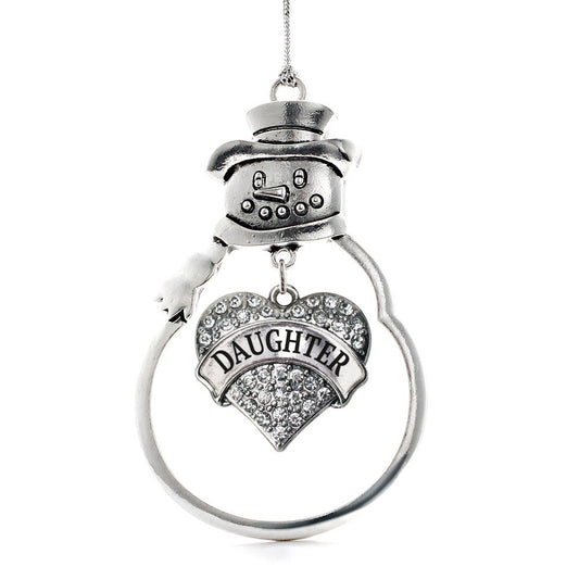 Silver Daughter Pave Heart Charm Snowman Ornament