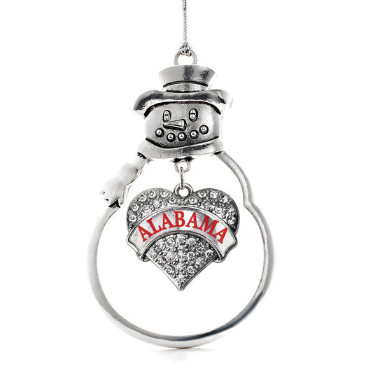 Silver Alabama Pave Heart Charm Snowman Ornament