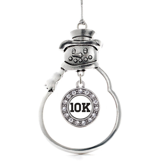 Silver 10k Runners Circle Charm Snowman Ornament