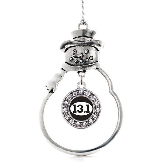 Silver 13.1 Runners Circle Charm Snowman Ornament
