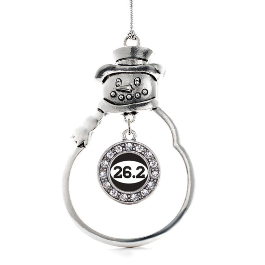 Silver 26.2 Runners Circle Charm Snowman Ornament