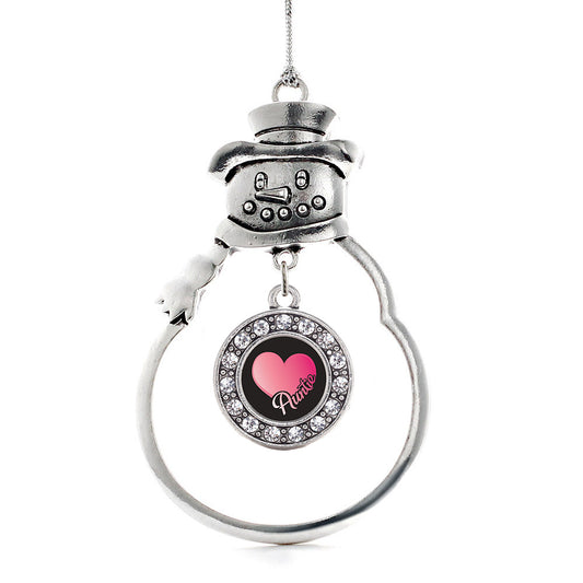 Silver Auntie Circle Charm Snowman Ornament