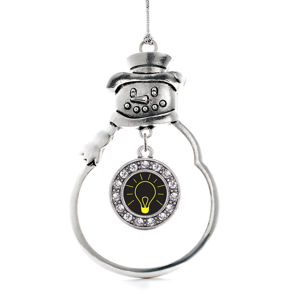 Silver Bright Idea Circle Charm Snowman Ornament
