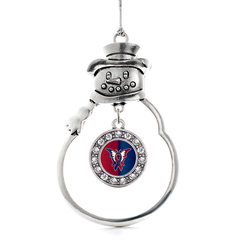 Silver CHD Support Circle Charm Snowman Ornament