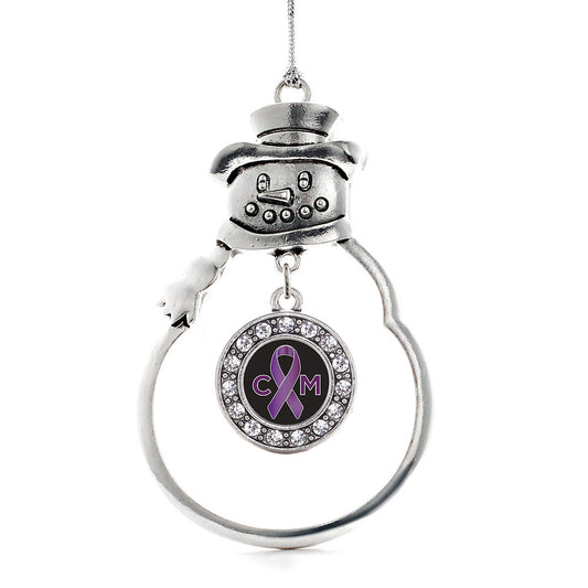 Silver Chiari Malformation Support Circle Charm Snowman Ornament