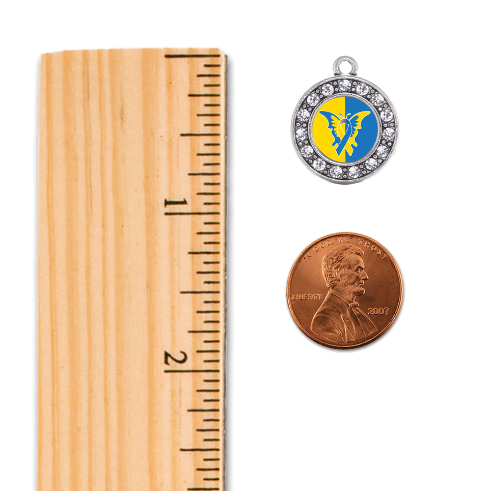 Silver Down Syndrome Awareness Circle Charm Snowman Ornament