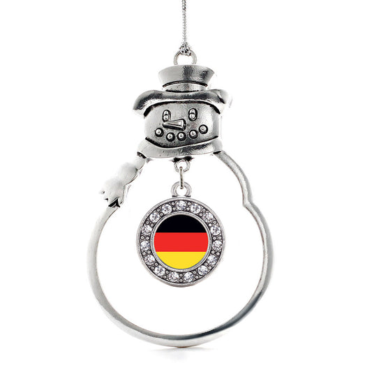 Silver German Flag Circle Charm Snowman Ornament