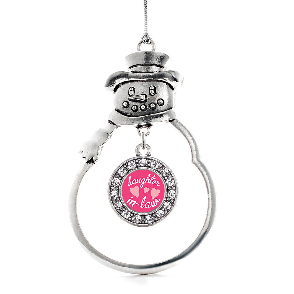 Silver I Love My Daughter In Law Circle Charm Snowman Ornament