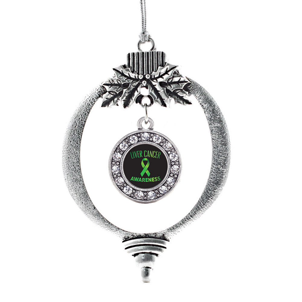 Silver Liver Cancer Awareness Circle Charm Holiday Ornament