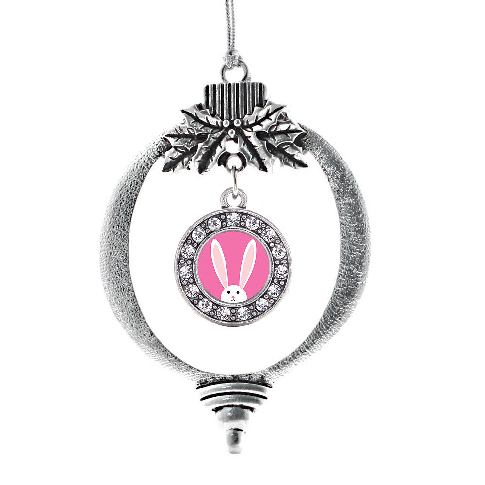 Silver Bunny Circle Charm Holiday Ornament