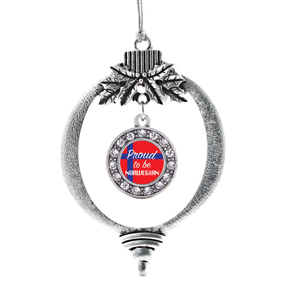 Silver Proud to be Norwegian Circle Charm Holiday Ornament