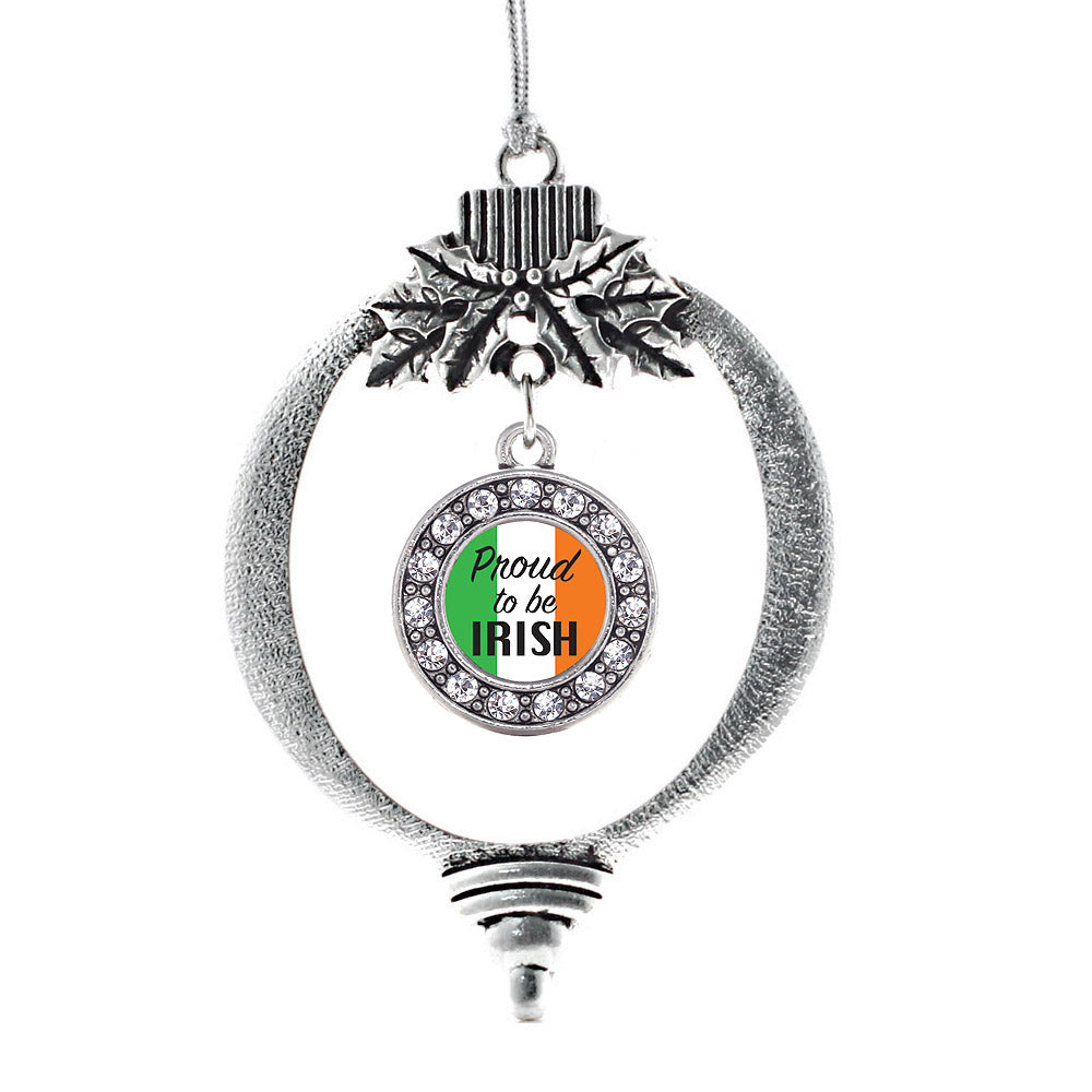 Silver Proud to be Irish Circle Charm Holiday Ornament
