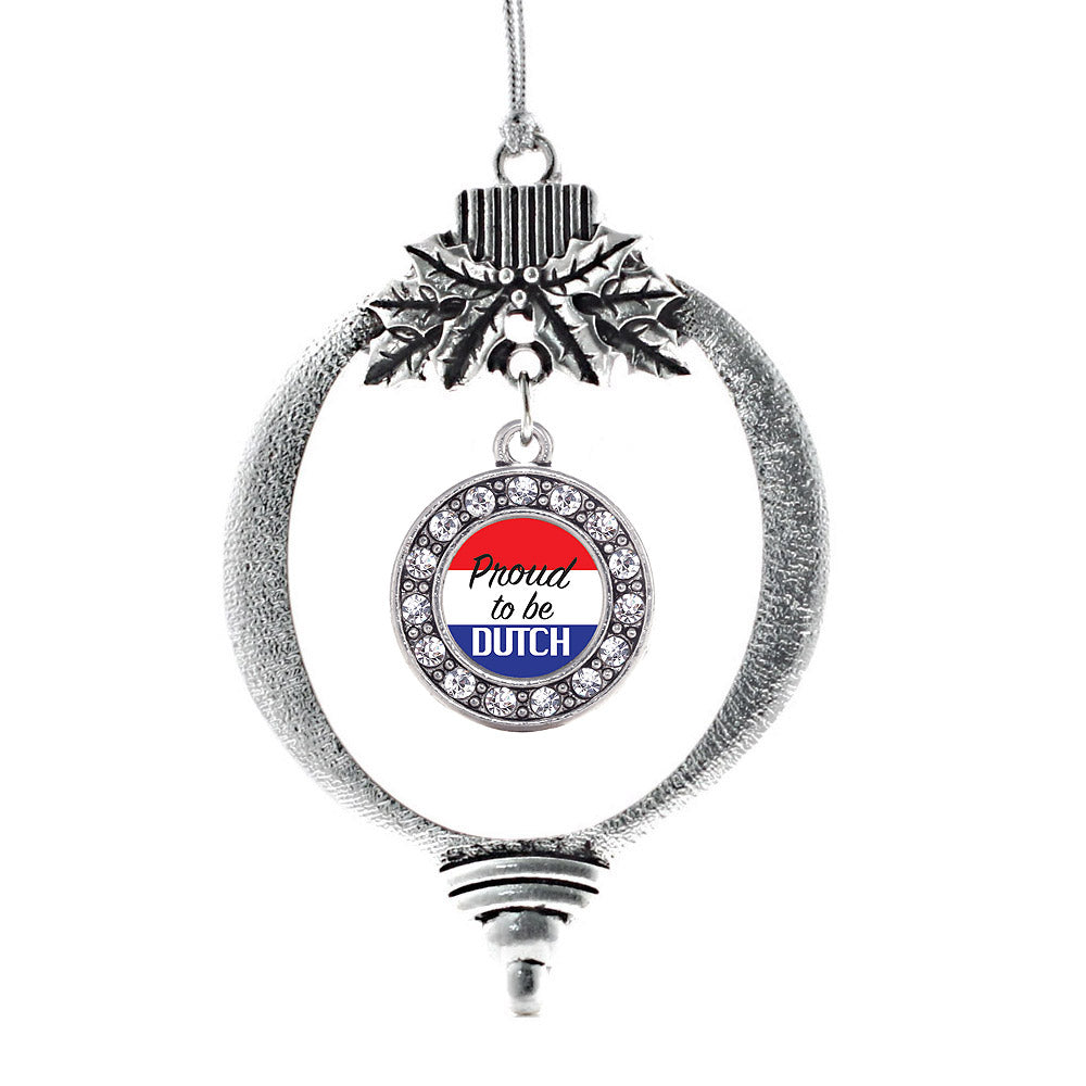 Silver Proud to be Dutch Circle Charm Holiday Ornament