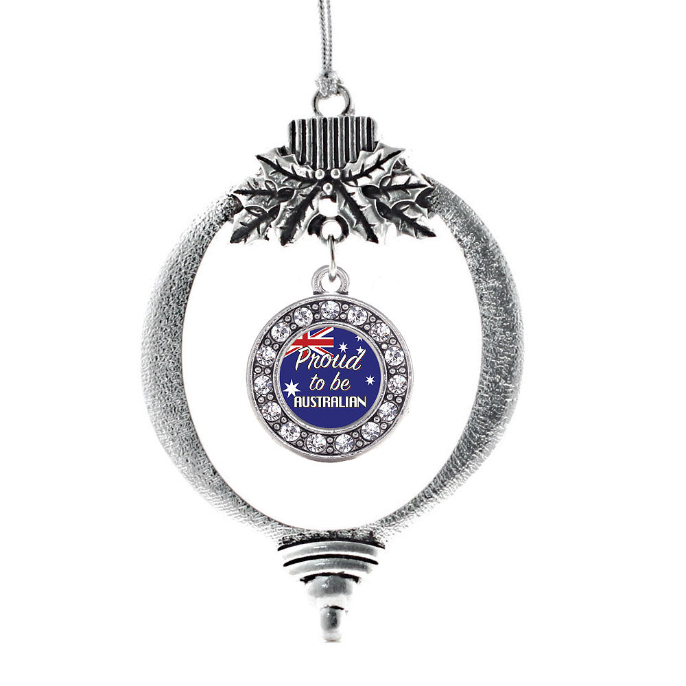 Silver Proud to be Australian Circle Charm Holiday Ornament