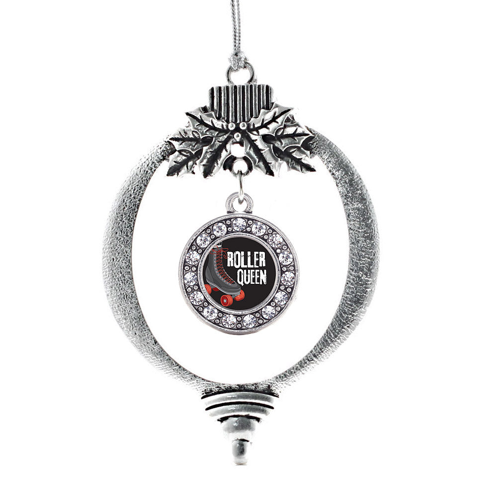 Silver Roller Queen Circle Charm Holiday Ornament