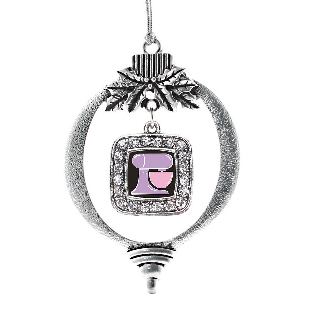 Silver Baking Mixer Square Charm Holiday Ornament