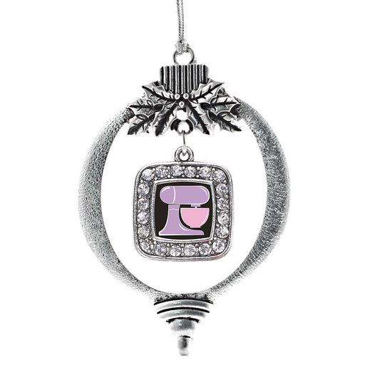 Silver Baking Mixer Square Charm Holiday Ornament