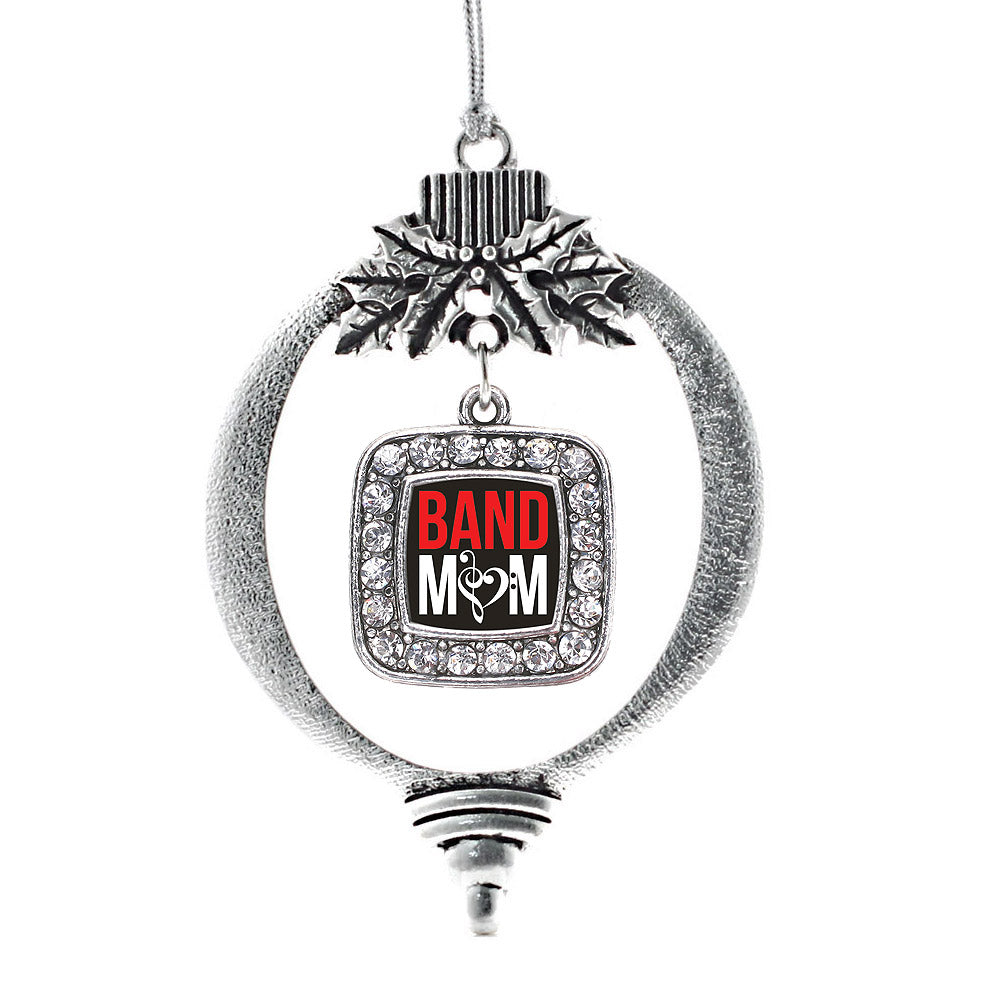 Silver Band Mom Square Charm Holiday Ornament