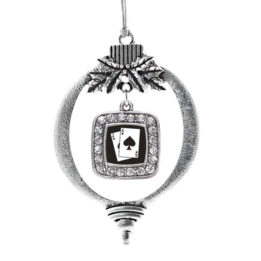 Silver Blackjack Square Charm Holiday Ornament