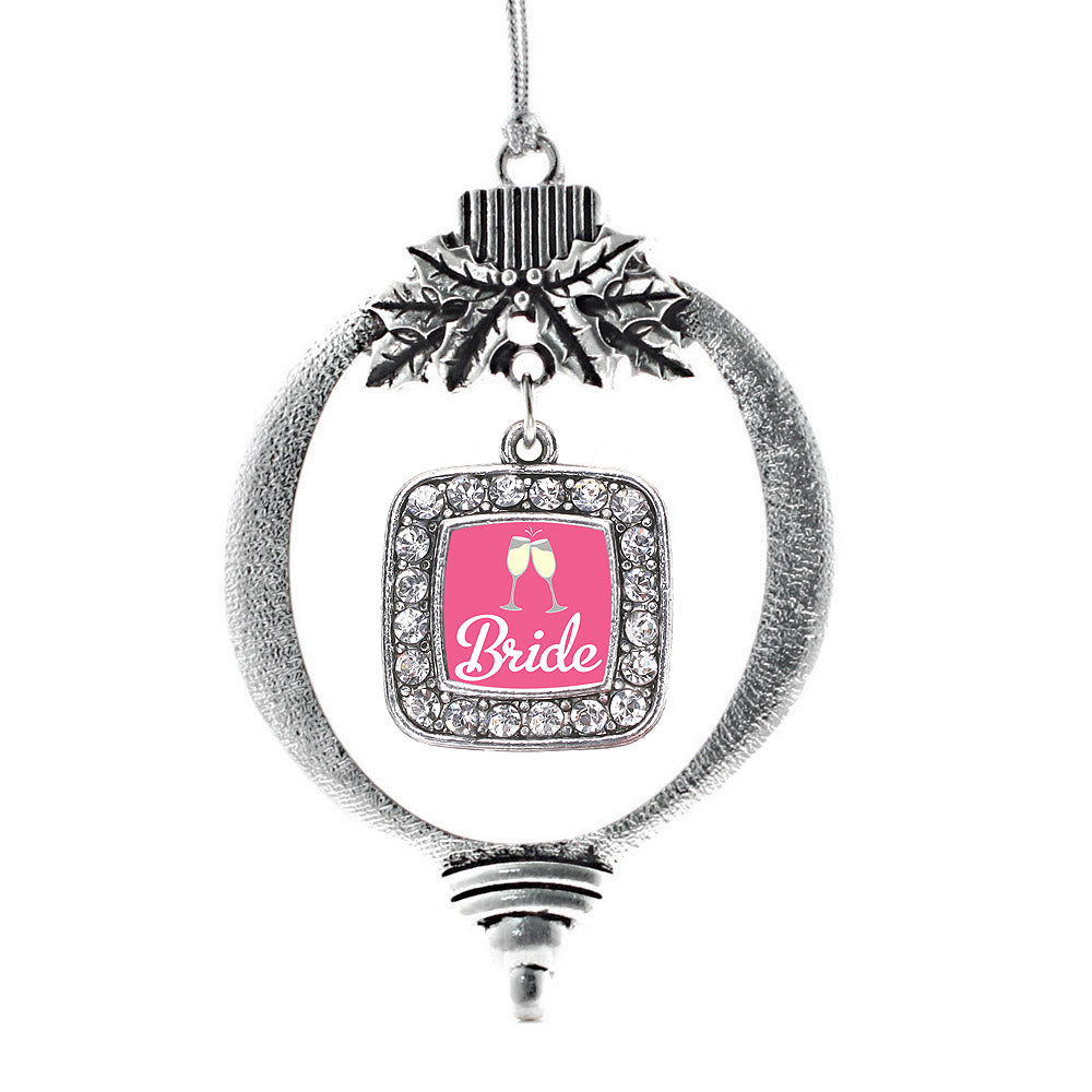 Silver Bride To Be Square Charm Holiday Ornament