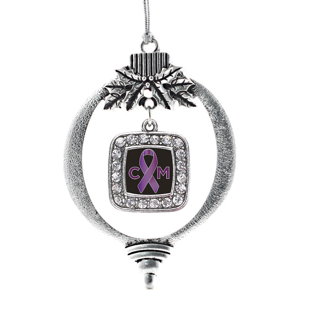 Silver Chiari Malformation Support Square Charm Holiday Ornament