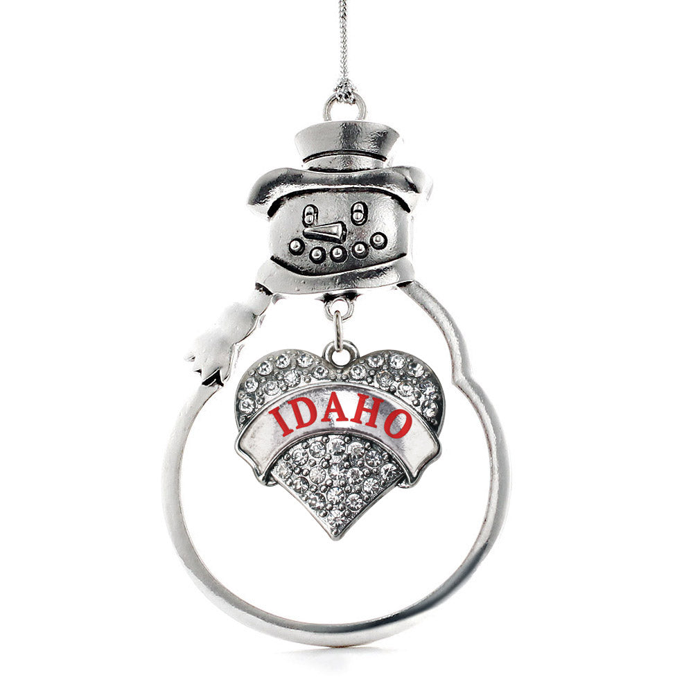 Silver Idaho Pave Heart Charm Snowman Ornament