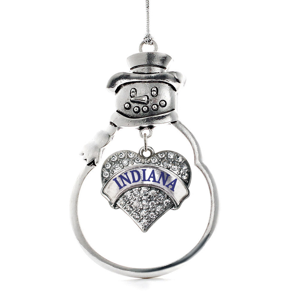 Silver Indiana Pave Heart Charm Snowman Ornament
