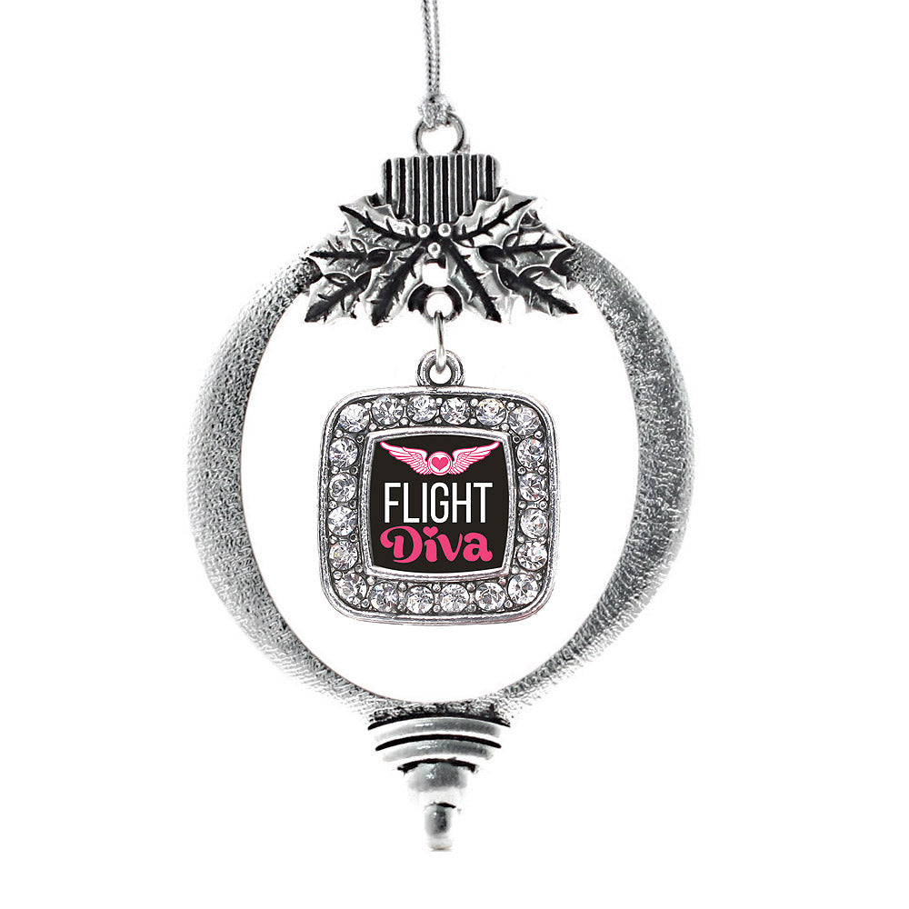 Silver Flight Diva Square Charm Holiday Ornament