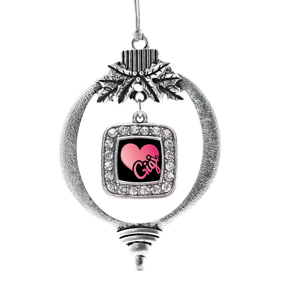 Silver Gigi Square Charm Holiday Ornament