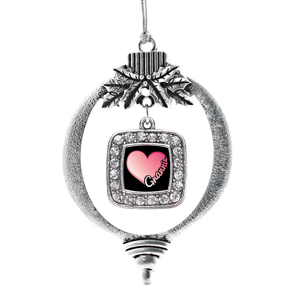 Silver Grannie Square Charm Holiday Ornament